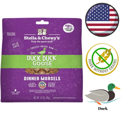 Stella & Chewys duck dinner morsels cat food freeze-dried raw grain free pouch
