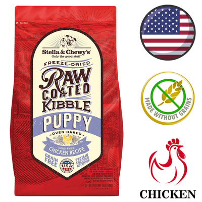 Stella & Chewys puppy chicken dog food freeze-dried raw coated kibble grain free USA made