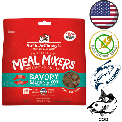 Stella & Chewy's - Savoury Salmon & Cod Freeze Dried Raw Meal Mixers For Dogs - 3.5 Oz