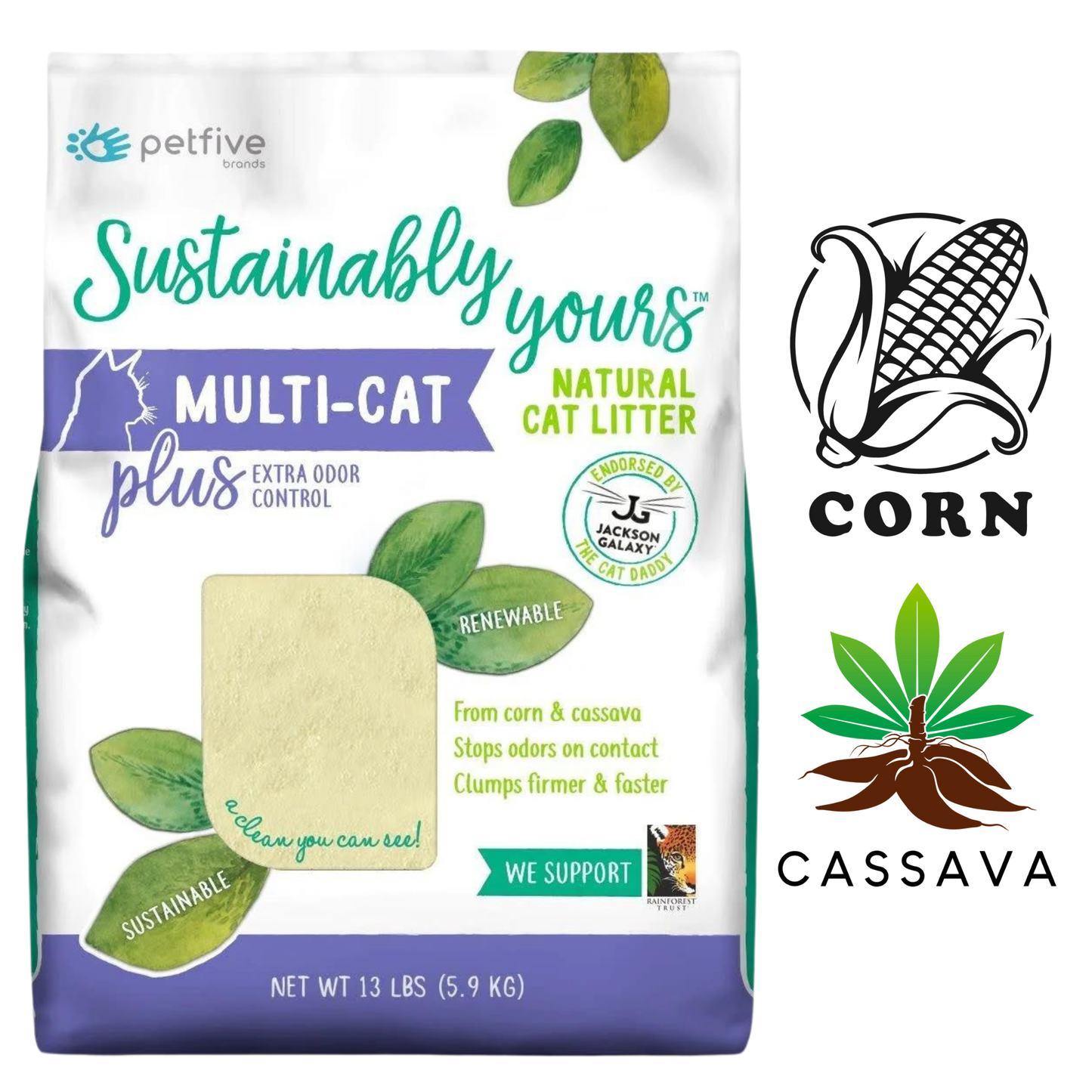 Sustainably Yours - Natural Biodegradable Extra Odor Control Multicat - 13 lb 2