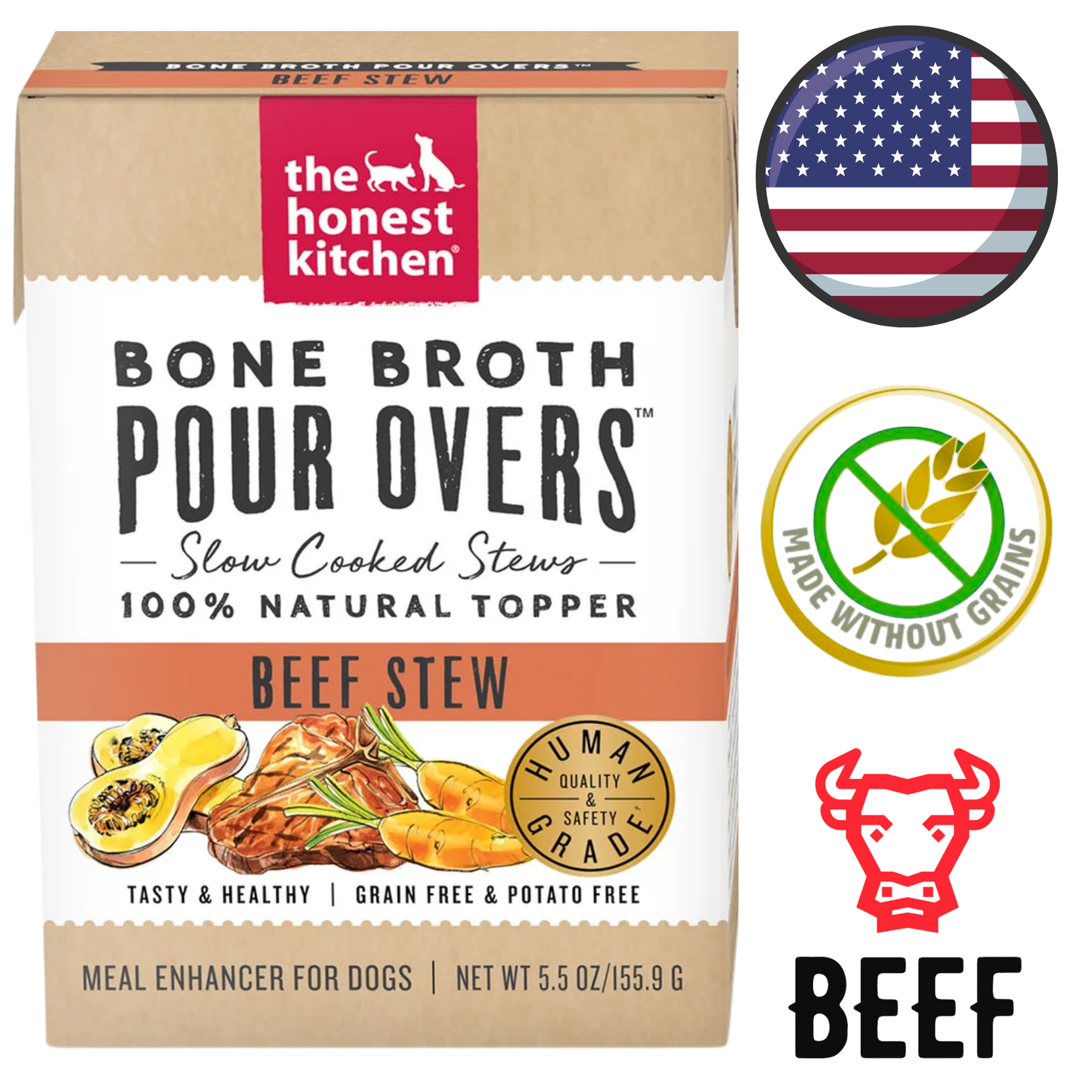The Honest Kitchen beef stew bone broth for dogs natural grain free wet food meal enhancer