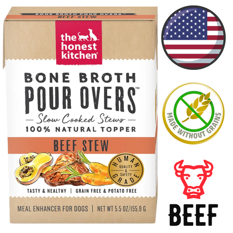 The Honest Kitchen beef stew bone broth for dogs natural grain free wet food meal enhancer