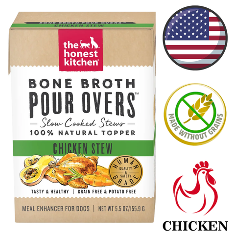 The Honest Kitchen Chicken Stew Dog Pour Overs bone broth wet food meal enhancer for dogs