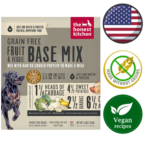 The Honest Kitchen dehydrated dog food fruit veggie grain free base mix with cabbage sweet potatoes and bananas