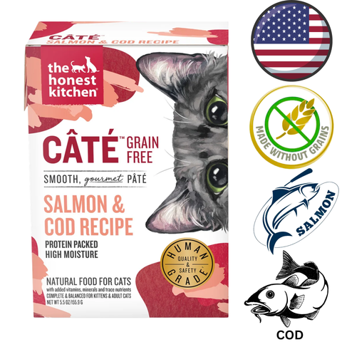 The Honest Kitchen grain free salmon cod cat food canned wet food with salmon and cod recipe box