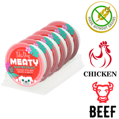 Tiki dog chicken and beef wet dog food high protein grain free chicken with beef recipe pack