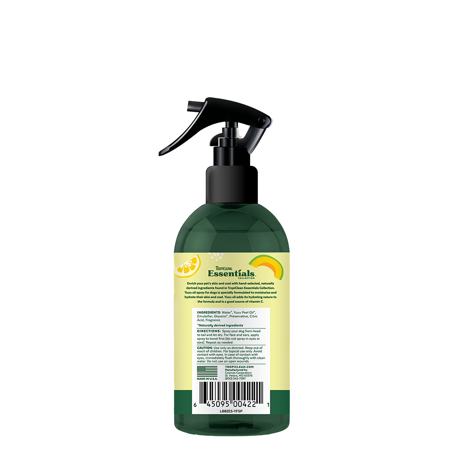 TropiClean dog deodorizing spray bottle for pet grooming and odor control