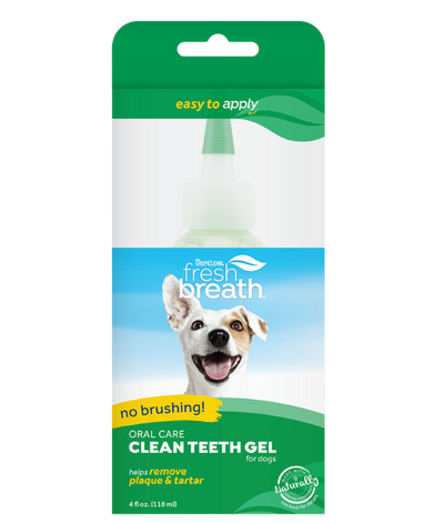 TropiClean dog teeth cleaning gel fresh breath oral care for dogs no brushing needed