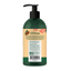 Back view of TropiClean Jojoba oil dog shampoo bottle with label and pump dispenser for dog grooming