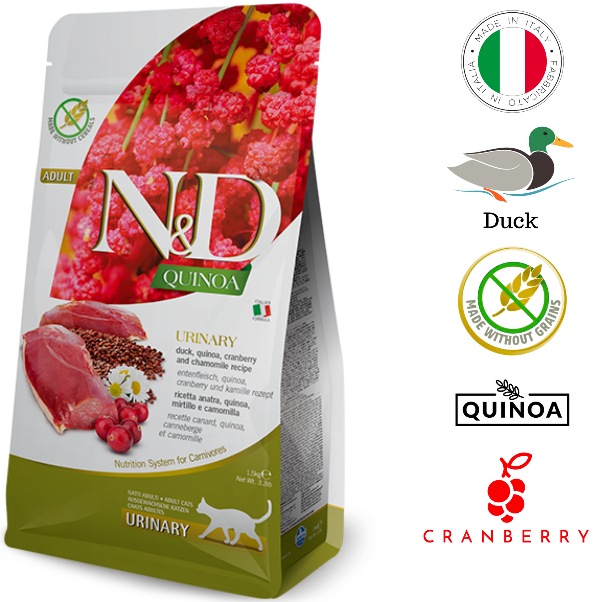 Farmina - Urinary Duck & Quinoa Dry Cat Food - 3.3 lb, 11 lb