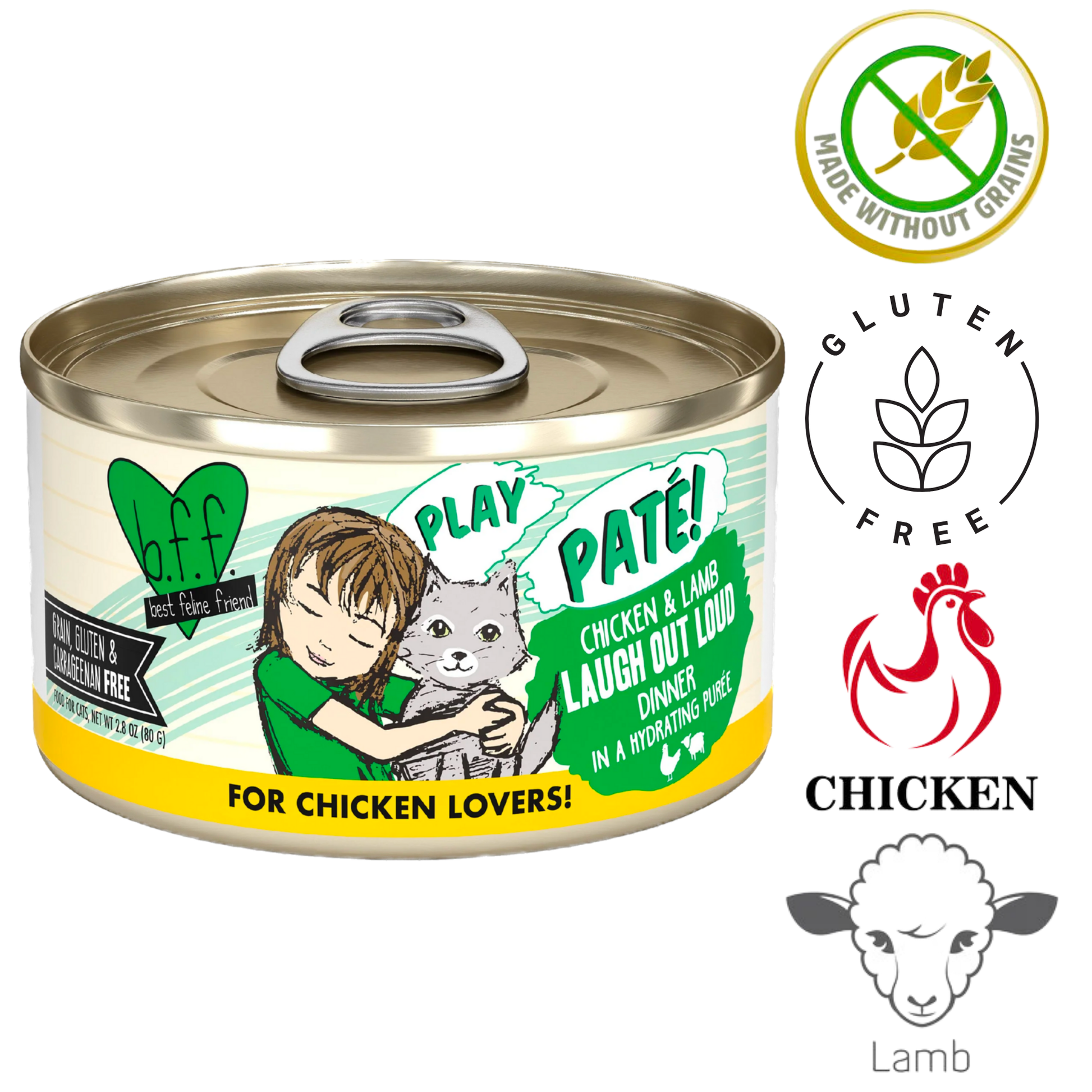 Weruva canned cat food Chicken and Lamb Pate in a grain-free and gluten-free formula