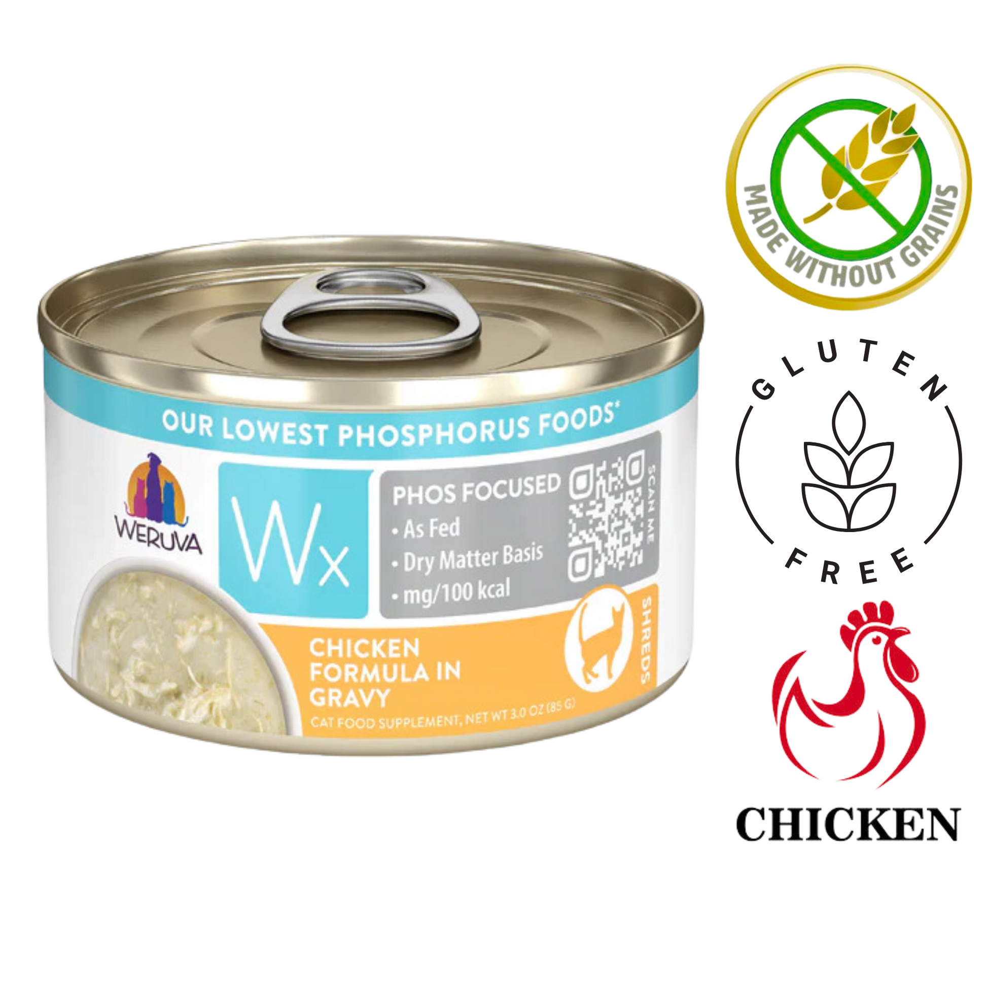 Weruva chicken gravy cat food in a can, gluten-free and grain-free formula for feline nutrition