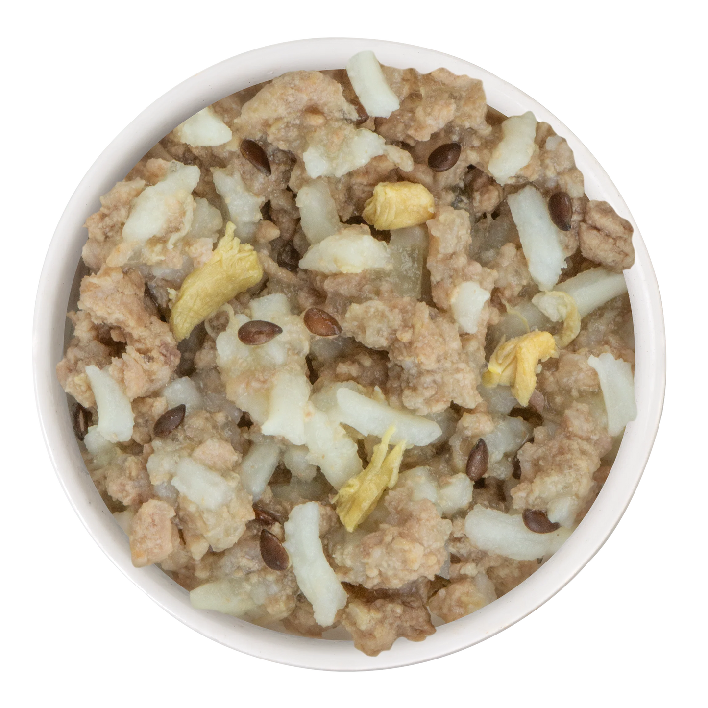 Weruva I'm in Luck dog food featuring chicken, vegetables, and wholesome ingredients in a bowl