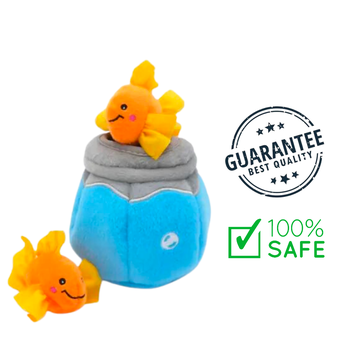 ZippyClaws fish bowl toy for cats with soft plush fish and safe non-toxic materials