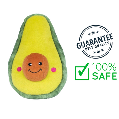 ZippyPaws avocado dog toy plush with smiling seed and 100 percent safe guarantee