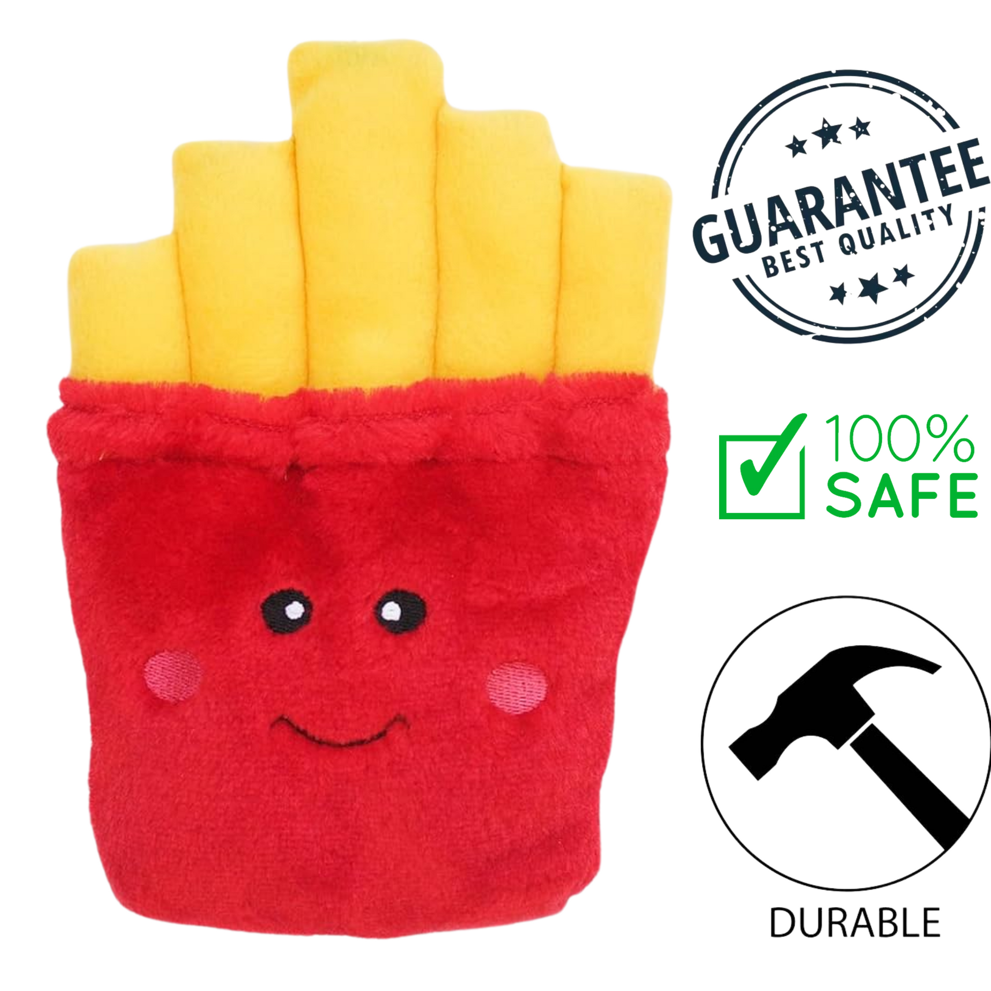 Zippypaws dog toy fries plush red and yellow durable chew toy for dogs with smiling face