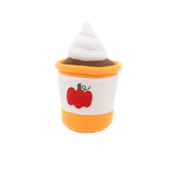 Zippypaws pumpkin spice latte dog toy plush soft fall-themed chew toy with whipped cream top