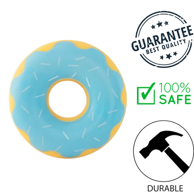 ZippyPaws Tuff Donut Blueberry durable dog toy in blue with yellow edges and chew resistant material