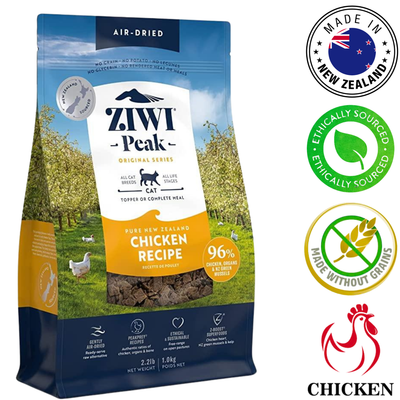 ZIWI Peak air dried chicken cat food bag with natural ingredients and no grains, made in New Zealand