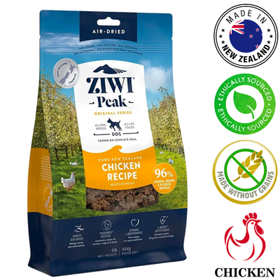 ZIWI chicken air dried dog food bag with pure New Zealand chicken recipe and ethically sourced ingredients