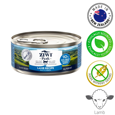 ZIWI lamb canned cat food featuring a nutritious lamb recipe made in New Zealand with ethical sourcing